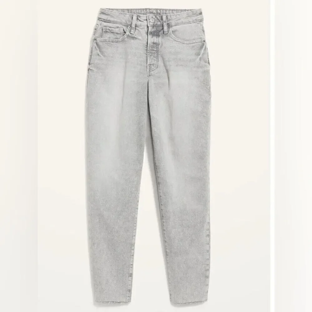 Womens High Waisted Jeans Old Navy Straight Leg Grey - Picture 3 of 3